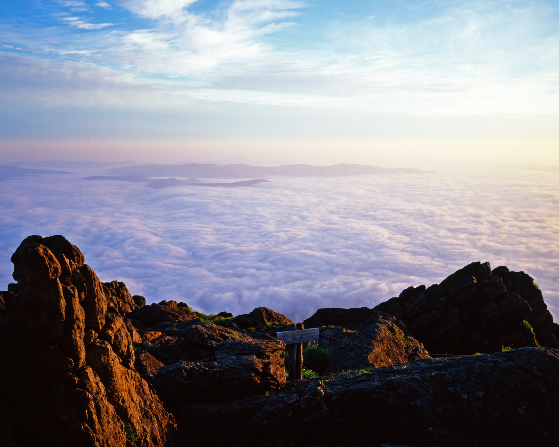 Summer: Sea of clouds at dawn from ridge